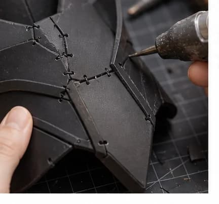 Foam reference image on cosplay craft workspace board